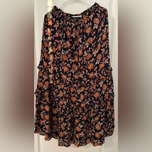 Dress Forum Floral Maxi Skirt - Navy and Orange